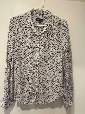 Fifteen Twenty White Button-Up Shirt with Navy Leaf Print - French & Frency